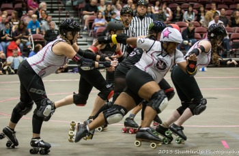 Rocky Mountain Rollergirls vs Houston Roller Derby at 2013 WFTDA D1 Playoffs in Asheville