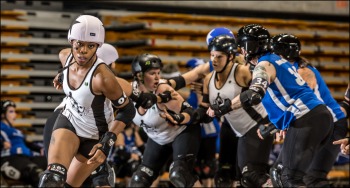Columbia QuadSquad vs Jet City Rollergirls in Game 1 of 2014 WFTDA D1 Playoffs in Charleston