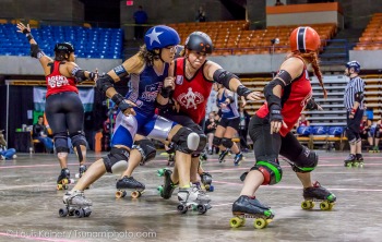 Boston Derby Dames vs Columbia QuadSquad in Game 14 at 2014 WFTDA D1 Playoffs in Charleston