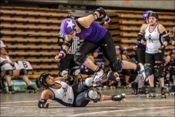 Rose City Rollers vs Columbia QuadSquad in Game 4 of 2014 WFTDA D1 Playoffs in Charleston