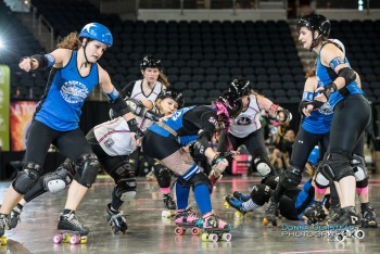 Nashville Rollergirls vs Houston Roller Derby at 2014 WFTDA D1 Playoffs in Evansville, IN