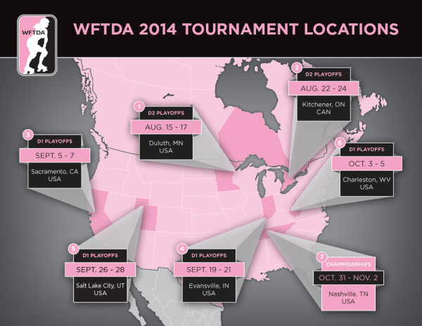 WFTDA Tournament Locations 2014
